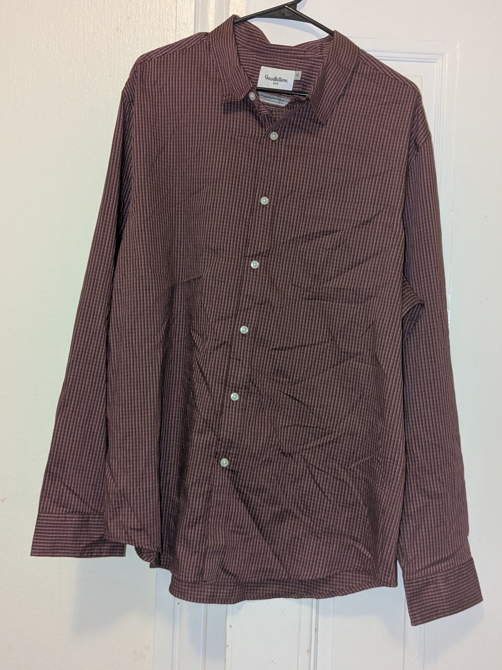 Goodfellow & Co Men's Maroon Micro-Check Button-Down Shirt